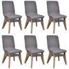 Oak Indoor Fabric Dining Chair Set 6 pcs Dark Grey