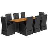 vidaXL 9 Piece Garden Dining Set with Cushions Black Poly Rattan