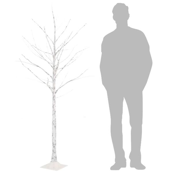 vidaXL Artificial Christmas Tree Warm White 96 LEDs 180 cm White Birch