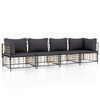 vidaXL 4 Piece Garden Lounge Set with Cushions Anthracite Poly Rattan