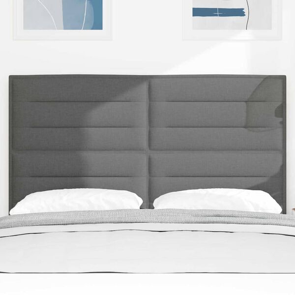 vidaXL LED Headboard with LED Strip Lights Dark Grey 144 cm Polyester