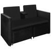 vidaXL 3 Piece Garden Lounge Set with Cushions Poly Rattan Black