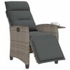 vidaXL Reclining Garden Chair with Side Table Grey Poly Rattan