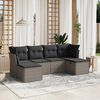 vidaXL 6 Piece Garden Sofa Set with Cushions Grey Poly Rattan