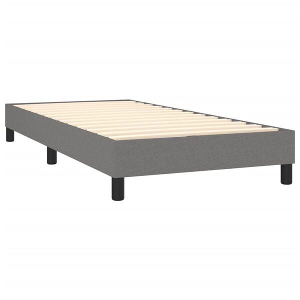 vidaXL Box Spring Bed with Mattress Dark Grey 100x200 cm Fabric