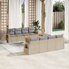 vidaXL 9 Piece Garden Sofa Set with Cushions Beige Poly Rattan