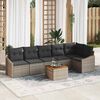 vidaXL Garden Sofa Set with Storage 7 pcs Grey Poly Rattan