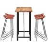 vidaXL 5 Piece Bar Set Solid Wood and Real Leather