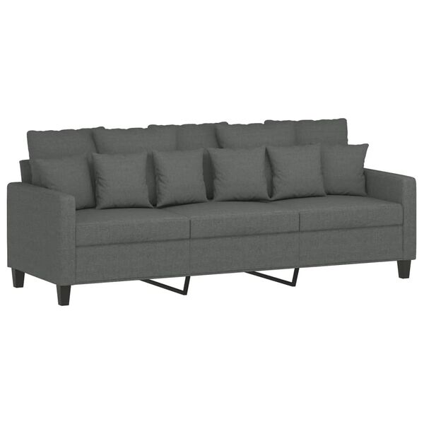 vidaXL 3-Seater Sofa with Footstool Dark Grey 180 cm Fabric
