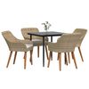 vidaXL Garden Dining Set with Cushion 5 pcs Beige Poly Rattan