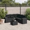 vidaXL 6 Piece Garden Sofa Set with Cushions Black Poly Rattan