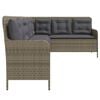 vidaXL Garden Sofa with Cushions L-Shaped Grey Poly Rattan