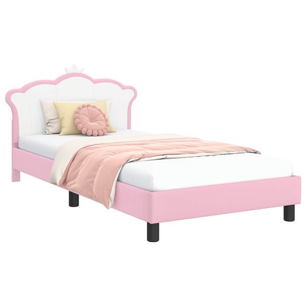vidaXL Children's Bed Frame with Headboard Pink 90 x 190 cm PU