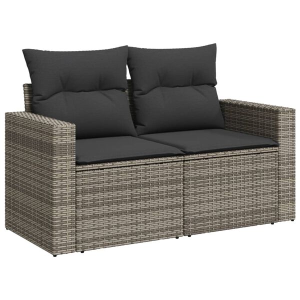 vidaXL 12 Piece Garden Sofa Set with Cushions Grey Poly Rattan