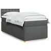 vidaXL Box Spring Bed with Mattress Dark Grey King Single Fabric
