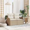 vidaXL Garden Sofa Beige 121 x 62 x 69cm Poly Rattan