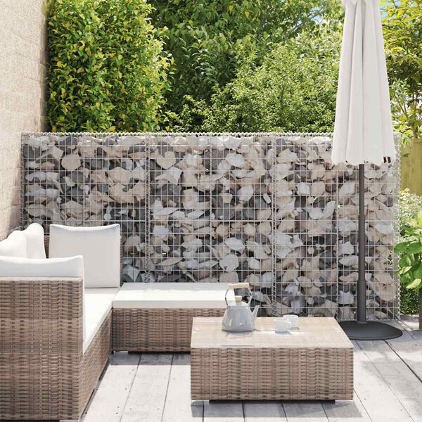 vidaXL Gabion Wall with Covers Galvanised Steel 100x20x150 cm