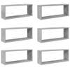 vidaXL Wall Cube Shelves 6 pcs Concrete Grey 60x15x23 cm Engineered Wood