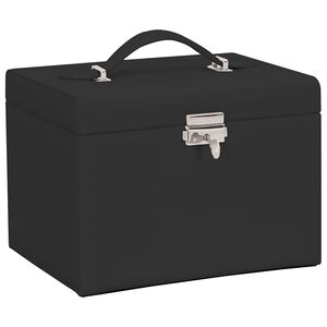 vidaXL Jewellery Box 4-Layer with Mirror Lockable Black 22.5x17.5x16.5 cm