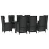 vidaXL 9 Piece Garden Dining Set with Cushions Black Poly Rattan