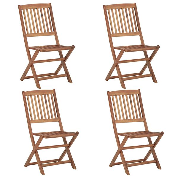 vidaXL Folding Garden Chairs 4 pcs with Cushions Solid Wood Acacia