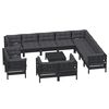vidaXL 13 Piece Garden Lounge Set with Cushions Black Solid Pinewood