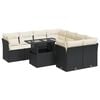 vidaXL 9 Piece Garden Sofa Set with Cushions Black Poly Rattan