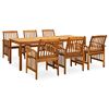 vidaXL 7 Piece Garden Dining Set with Cushions Solid Acacia Wood