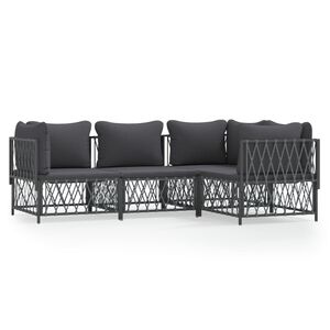 vidaXL 4 Piece Garden Lounge Set with Cushions Anthracite Steel