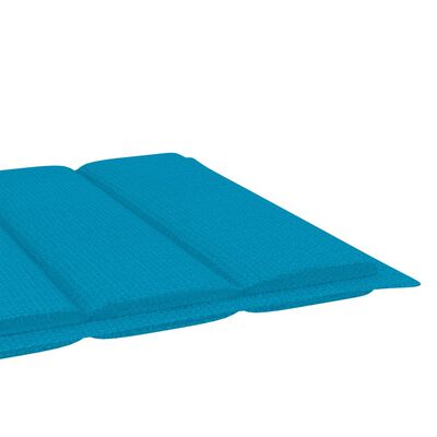 vidaXL Sun Lounger with Blue Cushion Solid Teak Wood