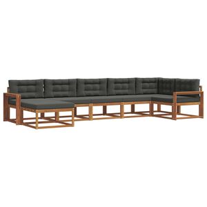 vidaXL Outdoor Sofa Set 7 pcs Natural and Anthracite