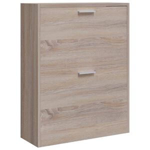 vidaXL Oak Look Wooden Shoe Cabinet with 2 Compartments