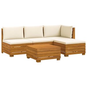 vidaXL 5 pcs Outdoor Sofa Set Solid Acacia Wood Brown