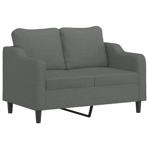 vidaXL 2-Seater Sofa with Throw Pillows Dark Grey 120 cm Fabric