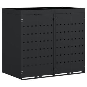 vidaXL Wheelie Bin Storage for 5 Bins Black 340 x 77.5 x 121.5 cm