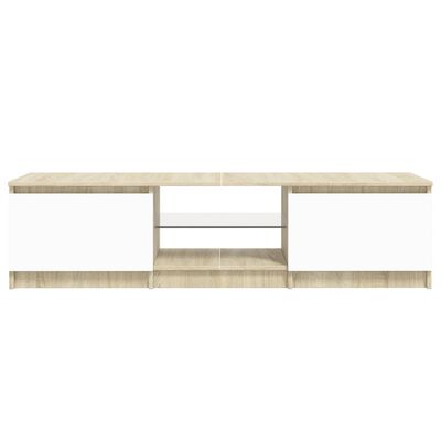 vidaXL TV Cabinet with LED Lights White and Sonoma Oak 140x40x35.5 cm