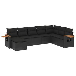 vidaXL 8 Piece Garden Sofa Set with Cushions Black Poly Rattan