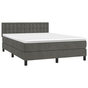 vidaXL Box Spring Bed with Mattress&LED Dark Grey 153x203 cm Queen Size Velvet