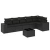 vidaXL 7 Piece Garden Sofa Set with Cushions Black Poly Rattan