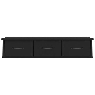 vidaXL Wall-mounted Drawer Shelf Black 88x26x18.5 cm Engineered Wood