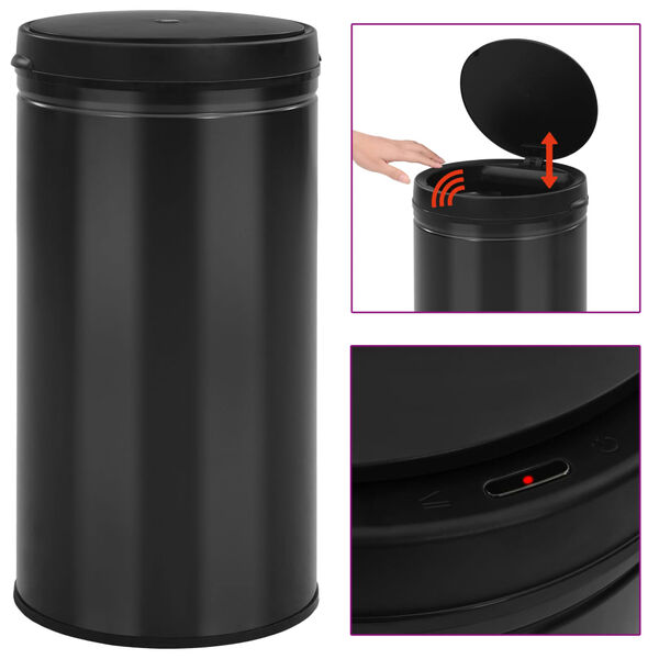 vidaXL Automatic Sensor Dustbin 60 L Carbon Steel Black