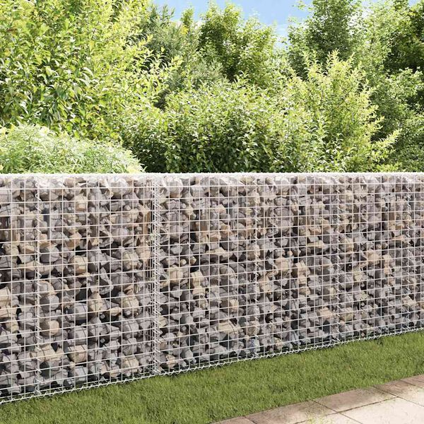 vidaXL Gabion Wall with Covers Galvanised Steel 200x20x85 cm