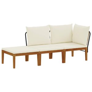 vidaXL 3 pcs Solid Acacia Wood & Rope Natural