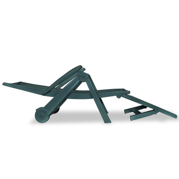 vidaXL Sun Lounger with Footrest Plastic Green