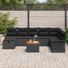 vidaXL Garden Sofa Set with Cushion 9 pcs Black Poly Rattan