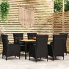 vidaXL 7 Piece Garden Dining Set Poly Rattan Black