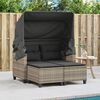 vidaXL Garden Sofa 2-Seater with Canopy and Stools Light Grey Poly Rattan