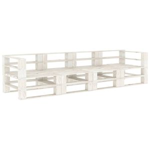 vidaXL Garden Pallet Sofa White 4-Seater Wood