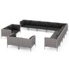 vidaXL 13 Piece Garden Lounge Set with Cushions Poly Rattan Dark Grey