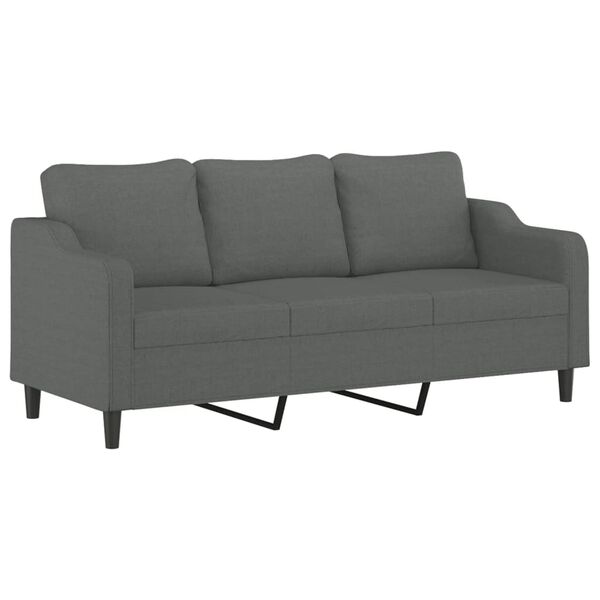 vidaXL 3 Piece Sofa Set with Pillows Dark Grey Fabric